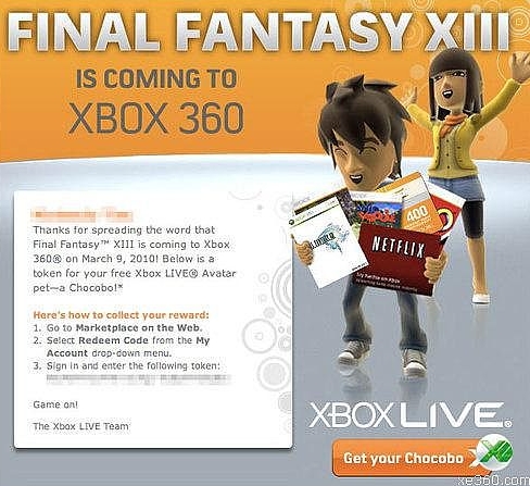 Avatar Chocobo Xbox Live per Final Fantasy XIII